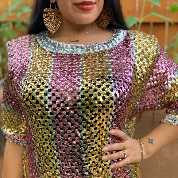 Lilli Diamond of California Vintage 1970s Sequin Disco Mini Dress - Picture 7 of 13